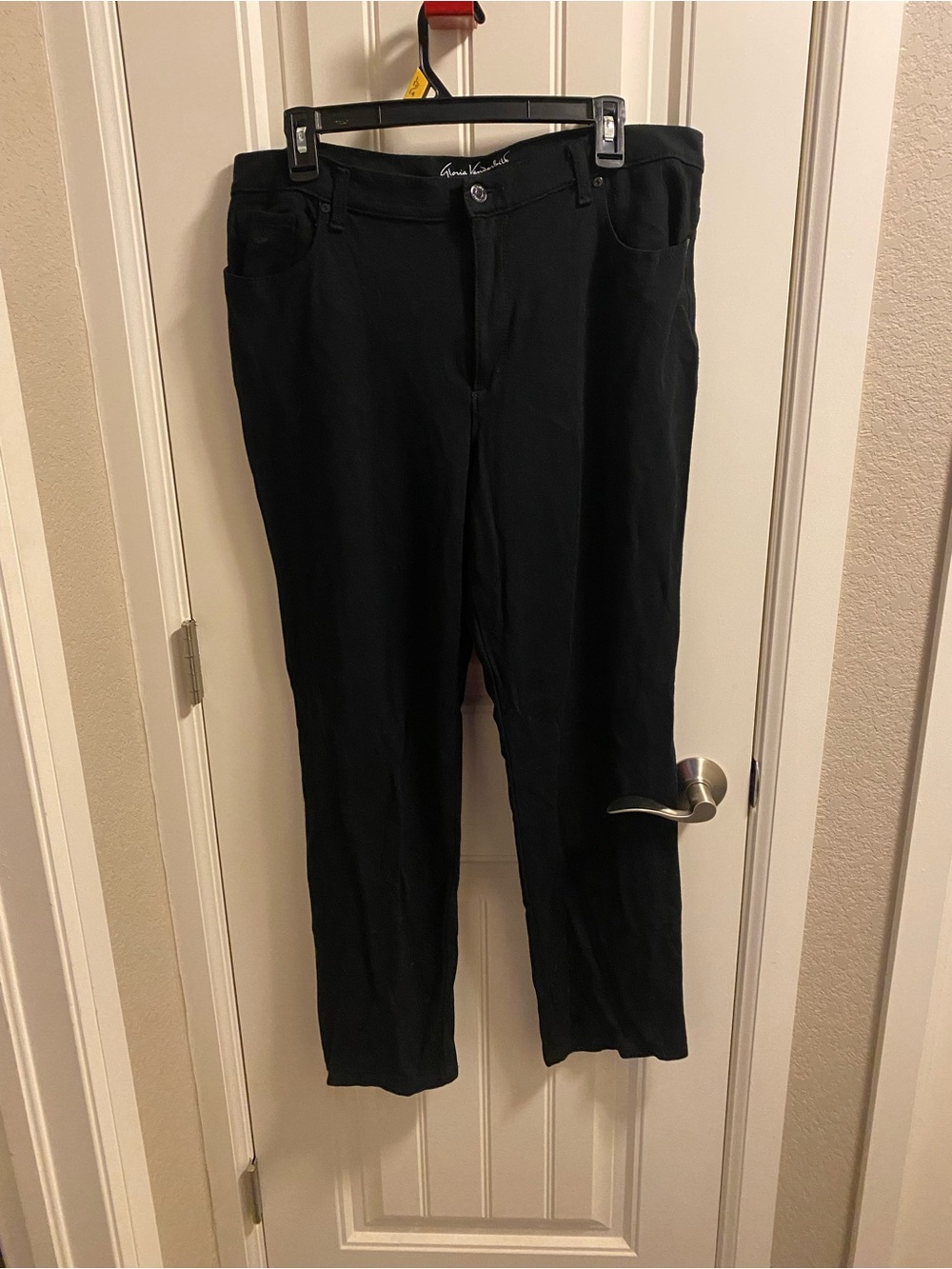 Gloria Vanderbilt 16 Pants Black Stretch 5 Pocket Slacks Amanda Slimming